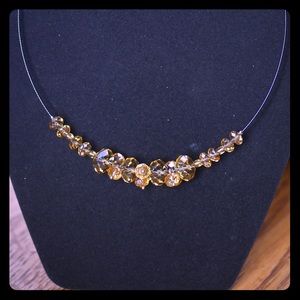 Yellow Crystal bead wire necklace NWOT